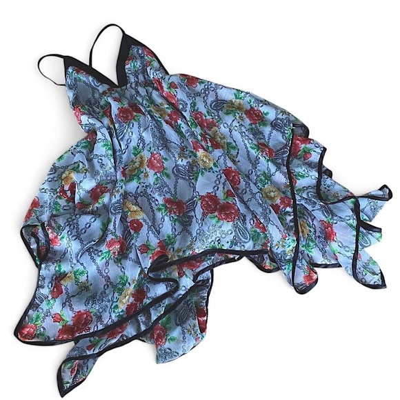 Double Zero Floral Chain Asymmetrical Fairy Dress - Gray - Small - Picture 1 of 8